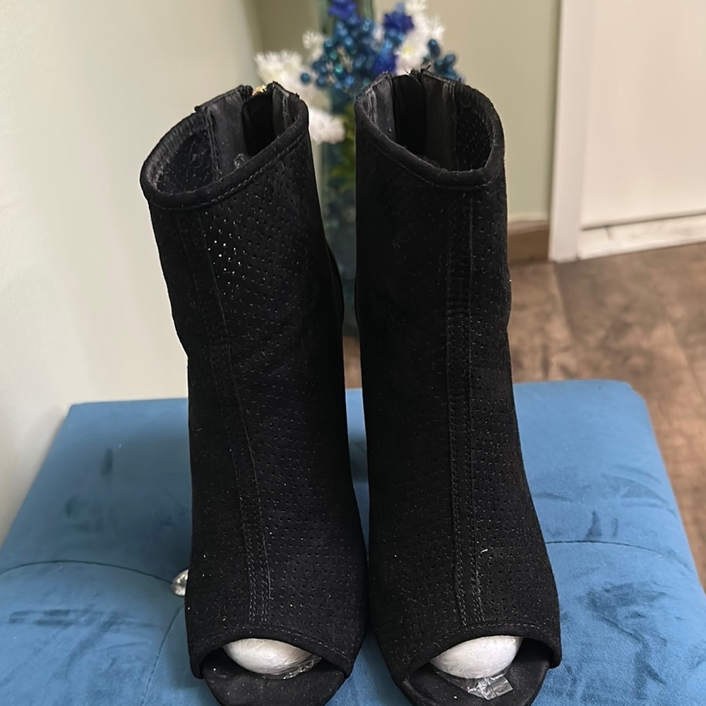 Elegant Black Peep-Toe Ankle Boots